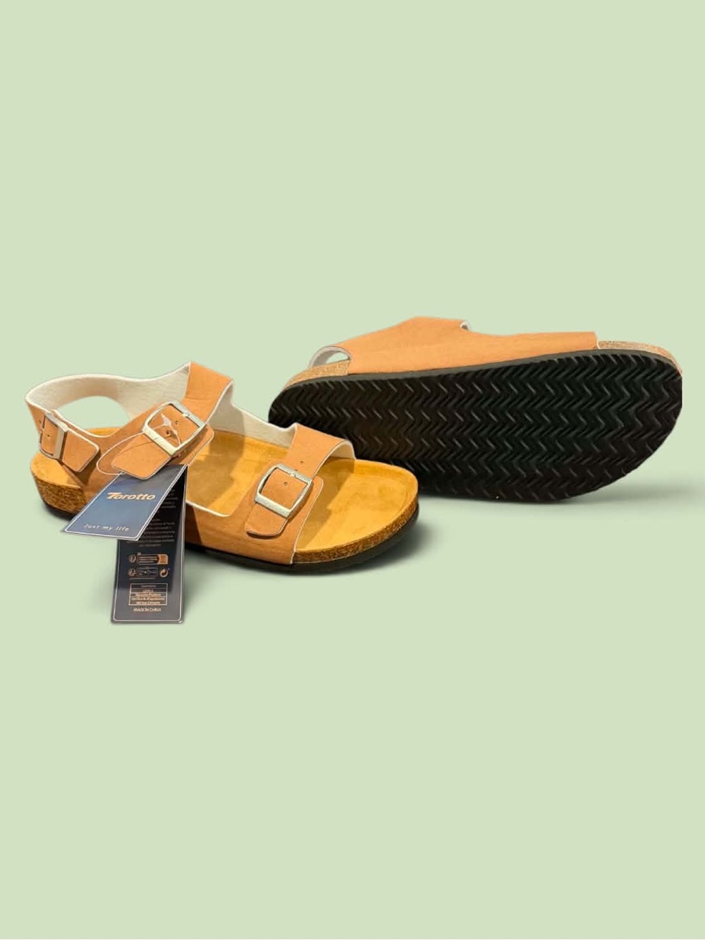 Women's Orange Buckle Comfort Sandals